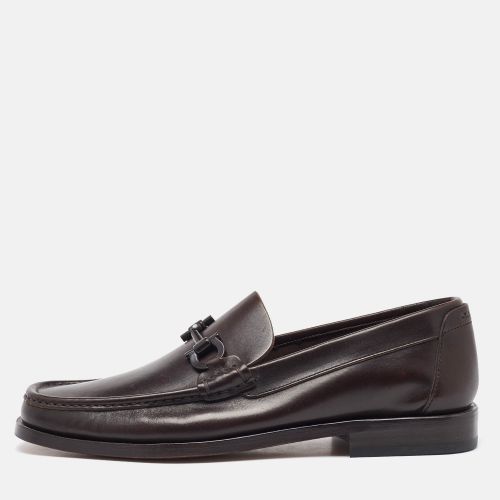 Dark Leather Gancini Slip On Loafers Size 41.5 - Salvatore Ferragamo - Modalova