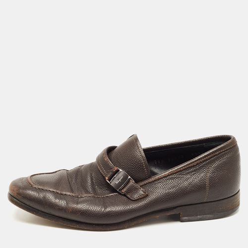 Dark Leather Side Buckle Loafers Size 39.5 - Salvatore Ferragamo - Modalova