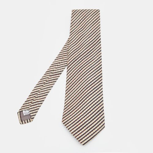 Brown Striped Silk Traditional Tie - Valentino - Modalova