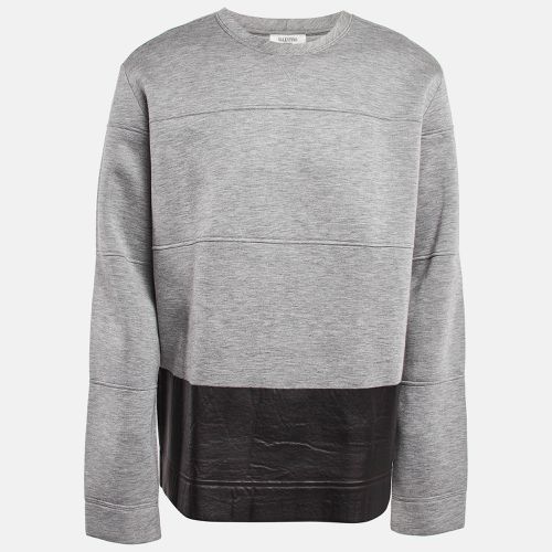 Leather Trim Neoprene Sweatshirt L - Valentino - Modalova