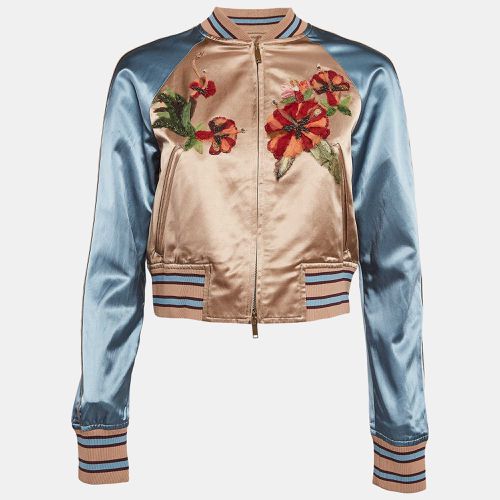 Blue Floral Embroidered Satin Sukajan Jacket S - Valentino - Modalova