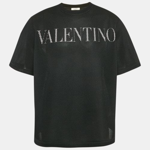 Logo Print Cotton Mesh Oversized T-Shirt S - Valentino - Modalova