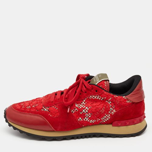 Lace and Suede Rockrunner Low Top Sneakers Size 40 - Valentino - Modalova