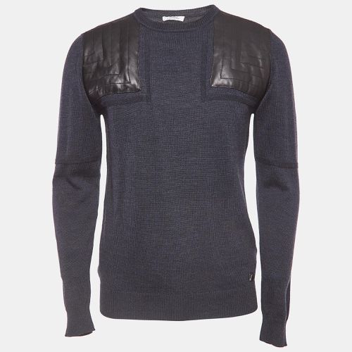 Wool Leather Trimmed Jumper L - Versace Collection - Modalova