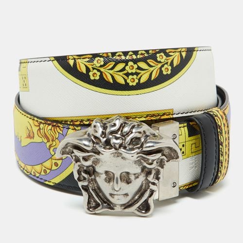 Printed Leather Medusa Buckle Belt 105CM - Versace - Modalova