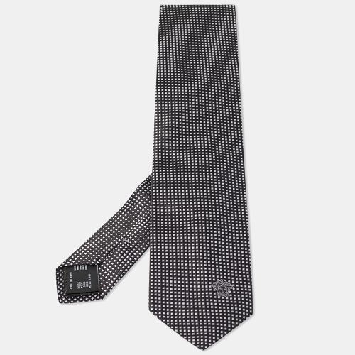 Monochrome Square Pattern Silk Tie - Versace - Modalova