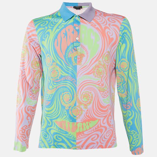 Psychedelic Print Cotton Taylor Fit Polo T-Shirt L - Versace - Modalova