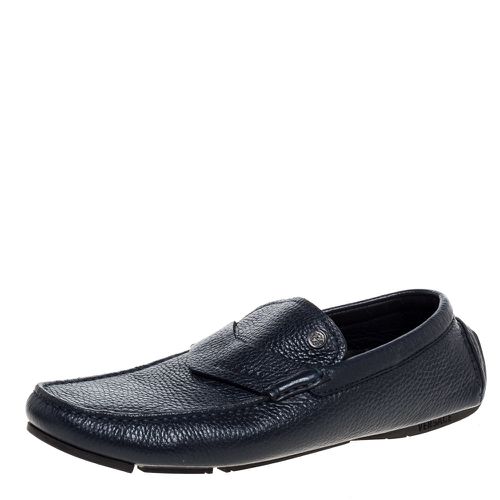 Navy Leather Slip On Loafers Size 40 - Versace - Modalova