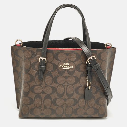 Dark /Black Signature Coated Canvas and Leather Molly 25 Tote - Coach - Modalova