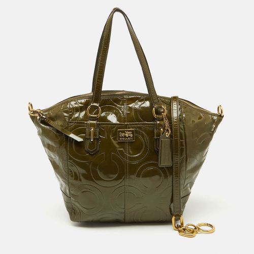 Olive Op Art Embossed Patent Leather Madison Satchel - Coach - Modalova