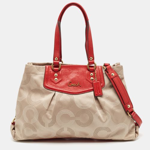 Beige Signature Fabric and Leather Ashley Shoulder Bag - Coach - Modalova