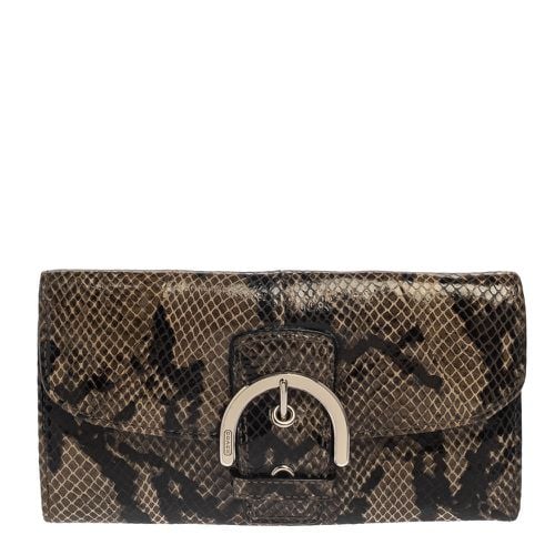 Black Python Embossed Leather Soho Continental Wallet - Coach - Modalova