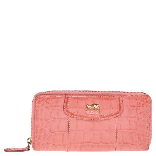 Coral Croc Embossed Leather Zip Around Wallet - Coach - Modalova