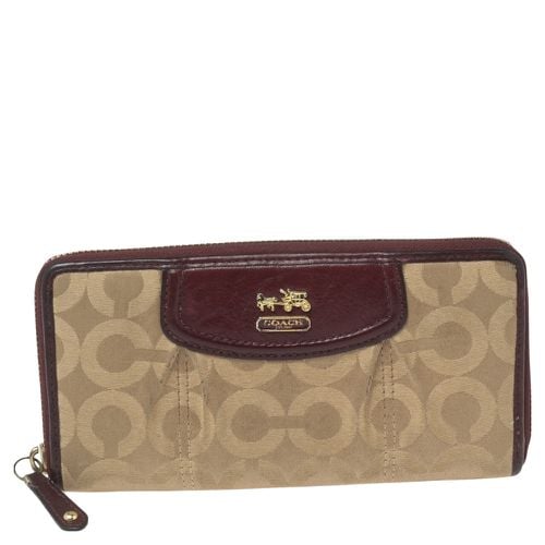 Brown Op Art Fabric and Leather Madison Continental Wallet - Coach - Modalova