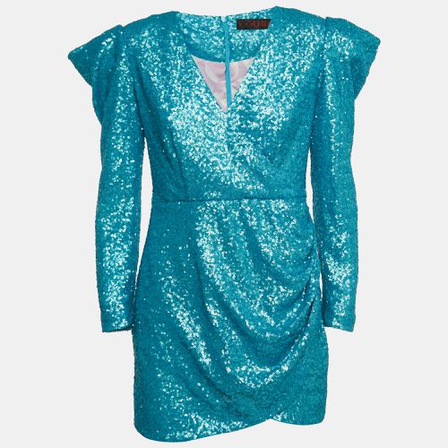 Sequin Draped Long Sleeve Mini Dress S - Collini - Modalova