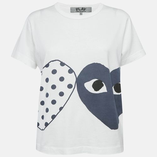 Comme des Garçons Play Heart Print Cotton Crew Neck T-Shirt L - Comme des Garcons - Modalova