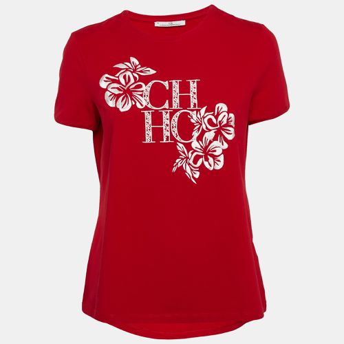 CH Cotton Floral Logo Embroidery T-Shirt M - Carolina Herrera - Modalova