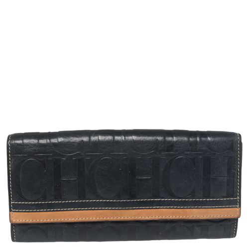 Tan Embossed Leather Flap Wallet - Carolina Herrera - Modalova