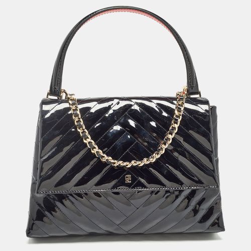 Diagonal Quilted Patent Leather Flap Top Handle Bag - Carolina Herrera - Modalova