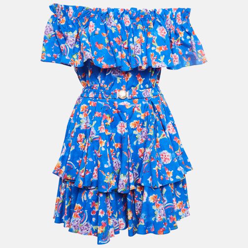 Printed Cotton Blend Ruffled Mini Dress M - Caroline Constas - Modalova