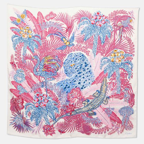 Panther Jungle Motif Print Silk Scarf - Cartier - Modalova