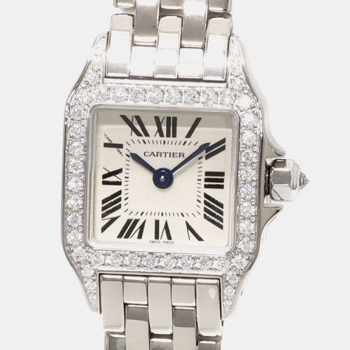 Kt White Gold Santos Dumont WF9003Y8 Quartz Women's Wristwatch 21 mm - Cartier - Modalova