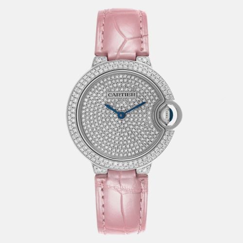 Ballon Bleu White Gold Pave Diamond Ladies Watch WE902047 33 mm - Cartier - Modalova