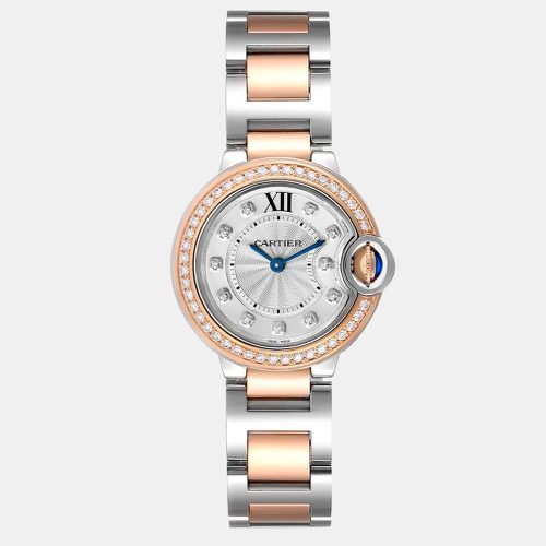 Diamond 18k Rose Gold And Stainless Steel Ballon Bleu W3BB0009 Quartz Women's Wristwatch 28 mm - Cartier - Modalova