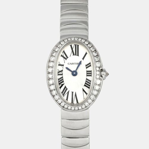 Diamond 18k White Gold Baignoire WB520025 Quartz Women's Wristwatch 20 mm - Cartier - Modalova