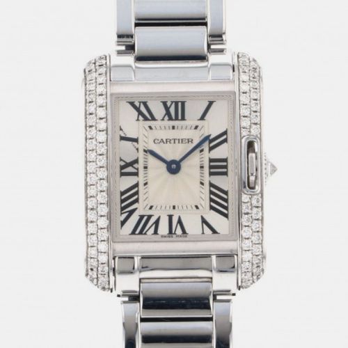 Diamond 18k White Gold Tank Anglaise WT100008 Quartz Women's Wristwatch 23 mm - Cartier - Modalova