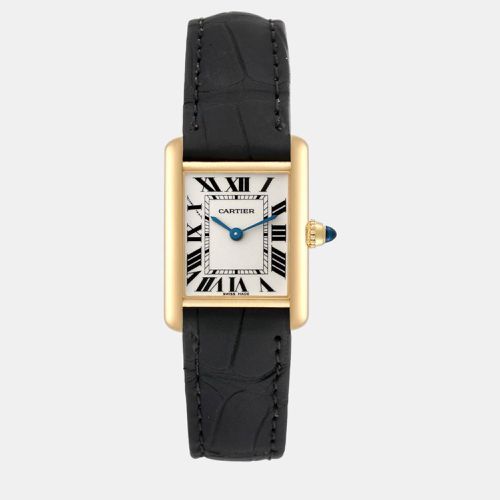 Tank Louis Small Yellow Gold Black Strap Ladies Watch 22 mm - Cartier - Modalova