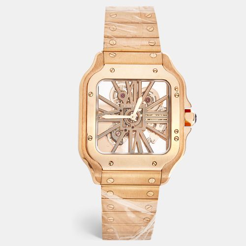 Santos de 18K Rose Skeleton Watch Large Model WHSA0016 Men's Watch 39.7 MM - Cartier - Modalova