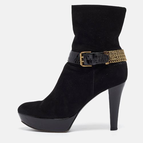 Suede Buckle Chain Embellished Platform Ankle Boots Size 38 - Casadei - Modalova