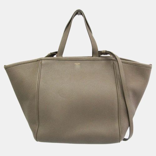 Gray Fold Cabas Leather Handbag - Celine - Modalova