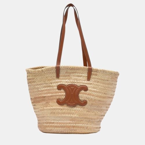 Brown Large Triomphe Raffia Panier Tote - Celine - Modalova