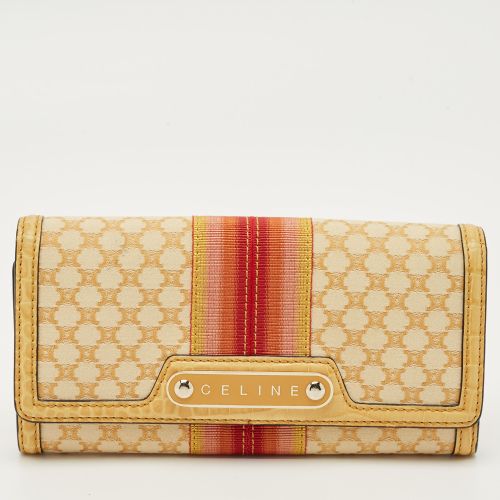 Yellow Macadam Print Fabric and Croc Embossed Leather Flap Continental Wallet - Celine - Modalova