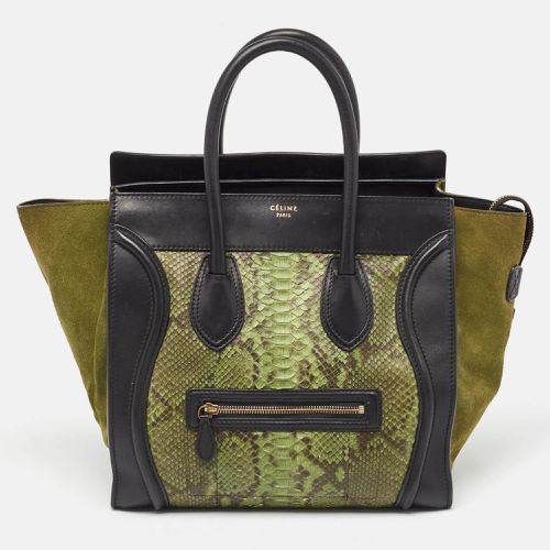 Green Python and Leather/Suede Mini Luggage Tote - Celine - Modalova