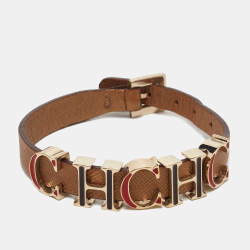 Enameled CH Logo Leather Gold Tone Bracelet - CH Carolina Herrera - Modalova