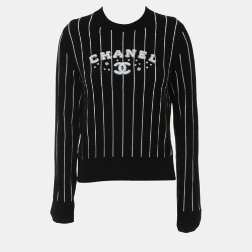 Crew Neck Stripes Logo Sweater S - Chanel - Modalova