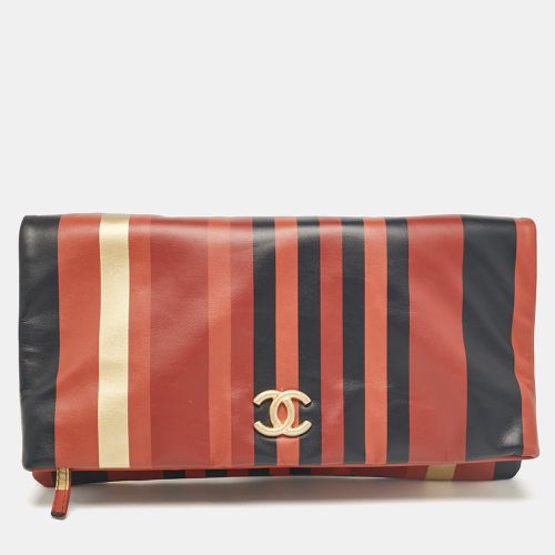 Striped Leather Foldover Clutch - Chanel - Modalova