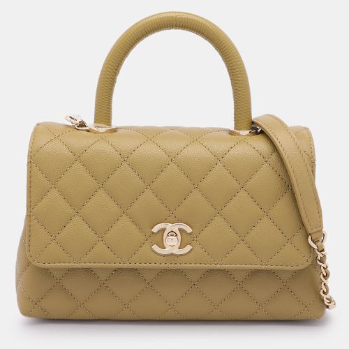 Olive Quilted Caviar Leather Mini Coco Top Handle Bag - Chanel - Modalova