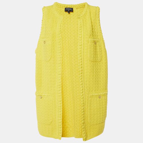 Cotton Knit Ope Front Sleeveless Cardigan XL - Chanel - Modalova