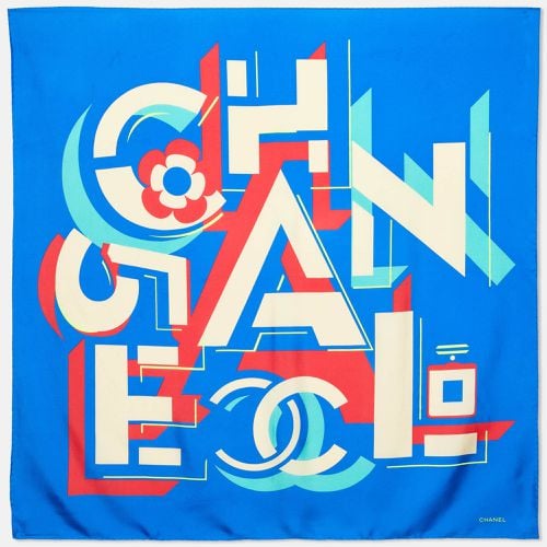 Geometric Logo Print Silk Square Scarf - Chanel - Modalova