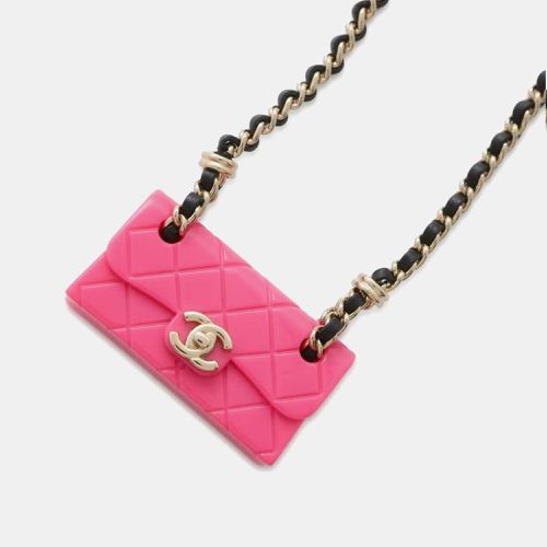 Gold Plated Resin Calf Leather Matelasse Bag Charm Necklace - Chanel - Modalova