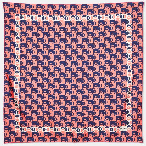 Blue CC Print Silk Square Scarf - Chanel - Modalova