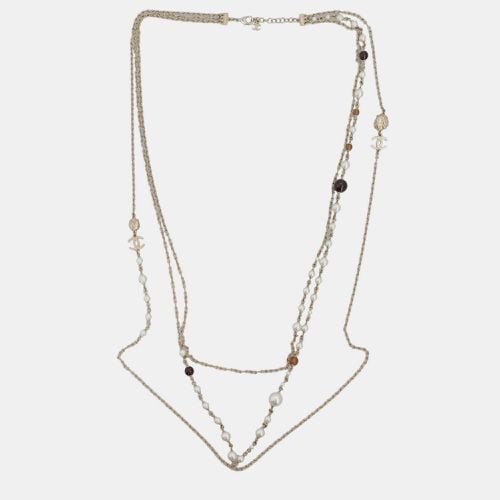 Maroon Long Layered Pearl Necklace - Chanel - Modalova