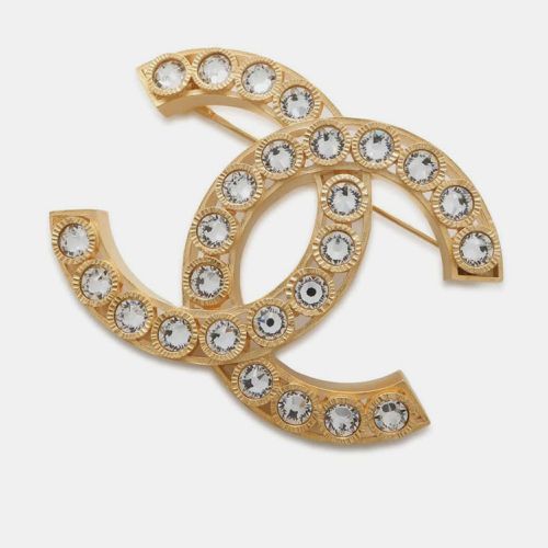 Metal Rhinestone CC Logo Brooch - Chanel - Modalova