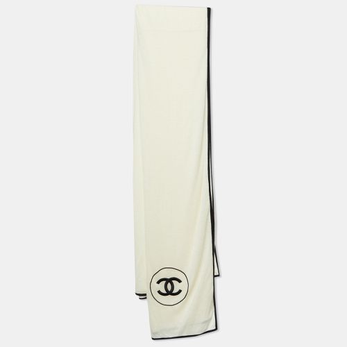 CC Embroidered Cashmere & Silk Knit Scarf - Chanel - Modalova