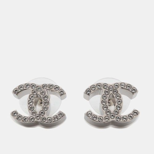 Transparent Metal Rhinestone Cc Logo Rhinestone Earrings - Chanel - Modalova