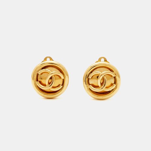 CC Tone Round Clip on Earrings - Chanel - Modalova